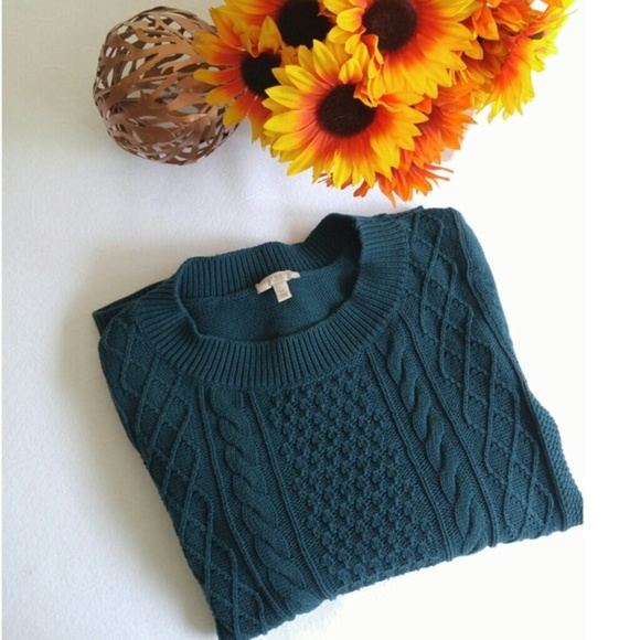⭐Talbots Teal Cable Knit Sweater - Picture 3 of 5